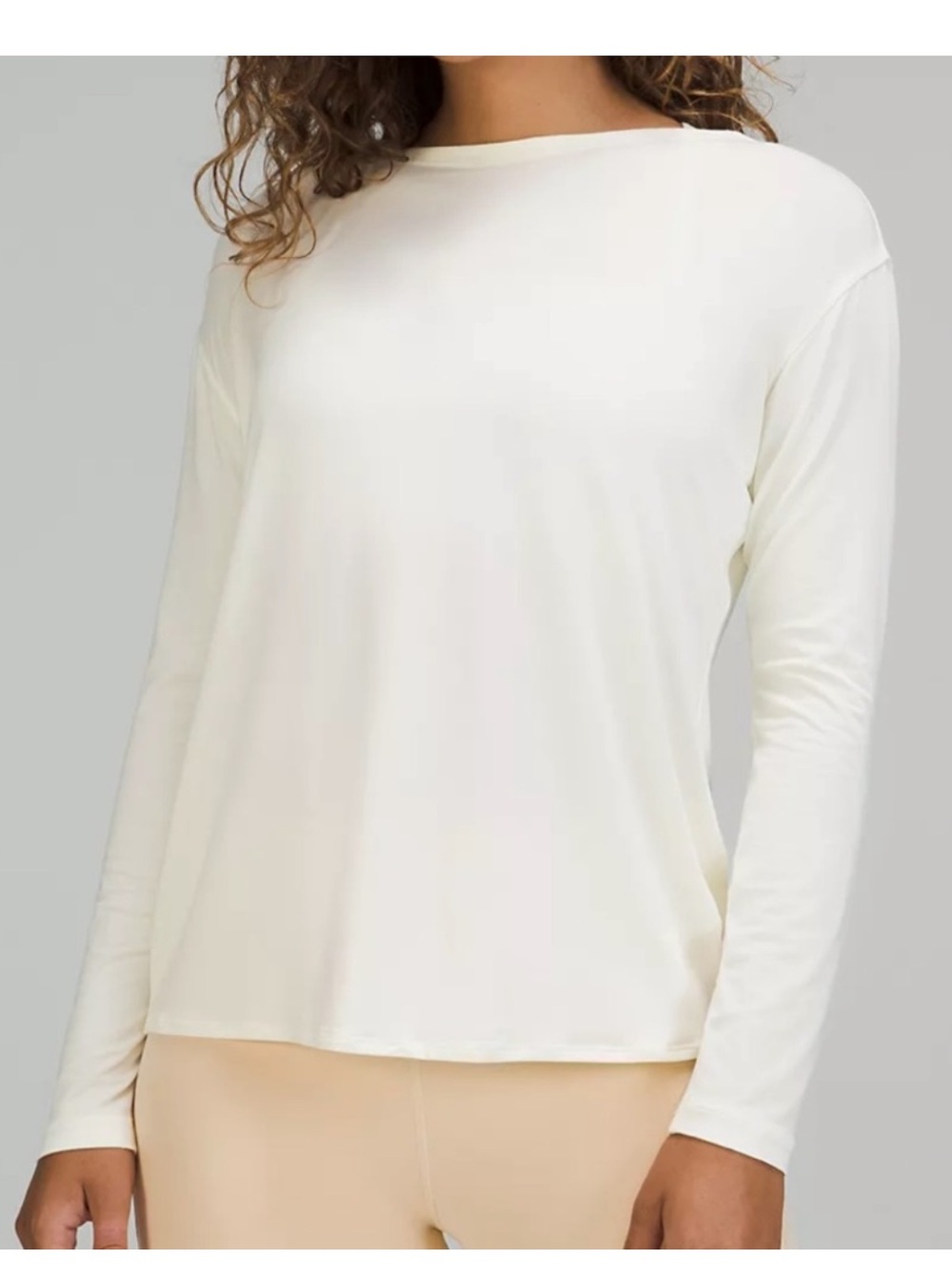 lululemon athletica Lightweight Long Sleeve Crewneck Top in Ivory size 10
